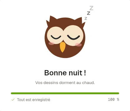 À la fermeture, la chouette s'endort pendant l'enregistrement